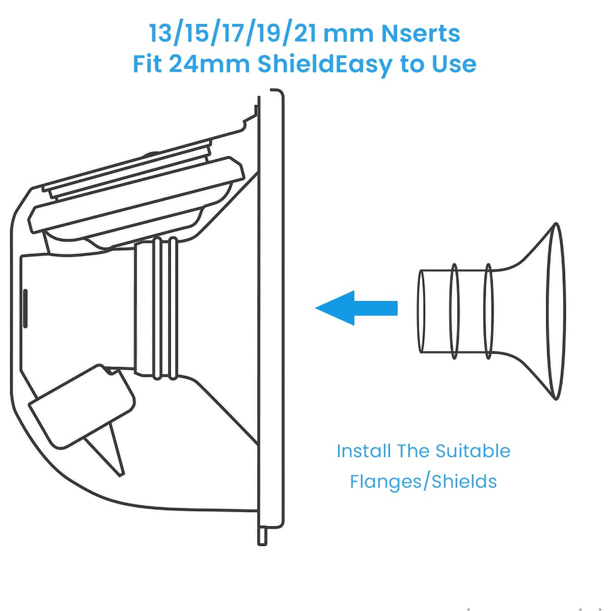 SNOWIE SOFT® 4pcs Breast Pump Accessories for Breast Pump, 21mm Flange Inserts Suit for Medela, Spectra 24mm Shields/Flanges, Breast Shields, Shaped Around You for Comfortable and Efficient Pumping