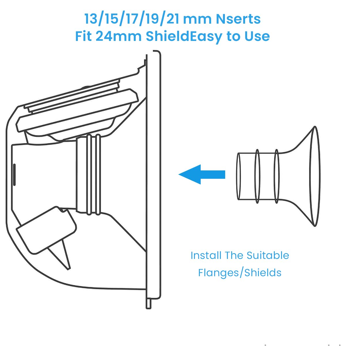 SNOWIE SOFT Breast Pump Accessories for Comfortable Use with 5 Flange Inserts 13–21mm | BPA-Free Silicone for Medela and Spectra