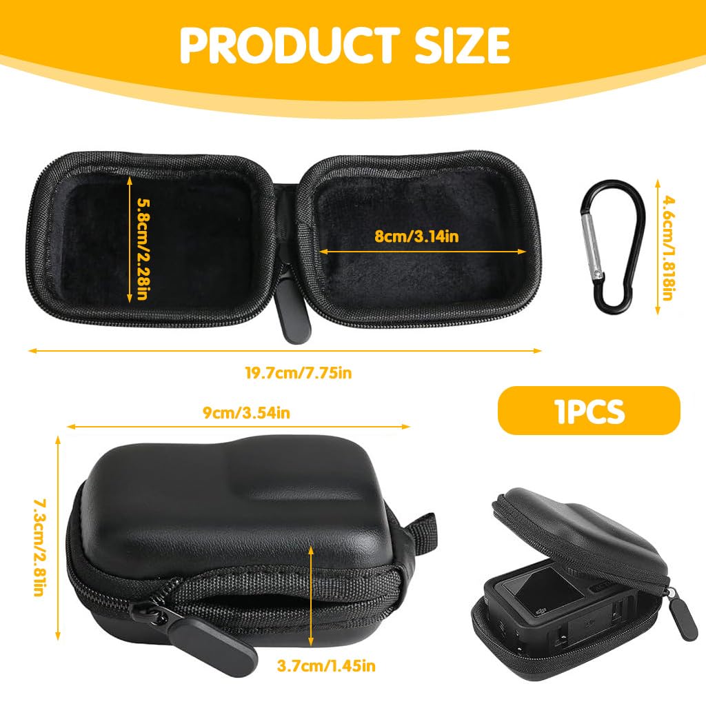 ZORBES Small Carry Case for DJI Action 5 Pro 4 3 with Dual Zipper and Carabiner Clip | EVA Hard Shell Travel Bag