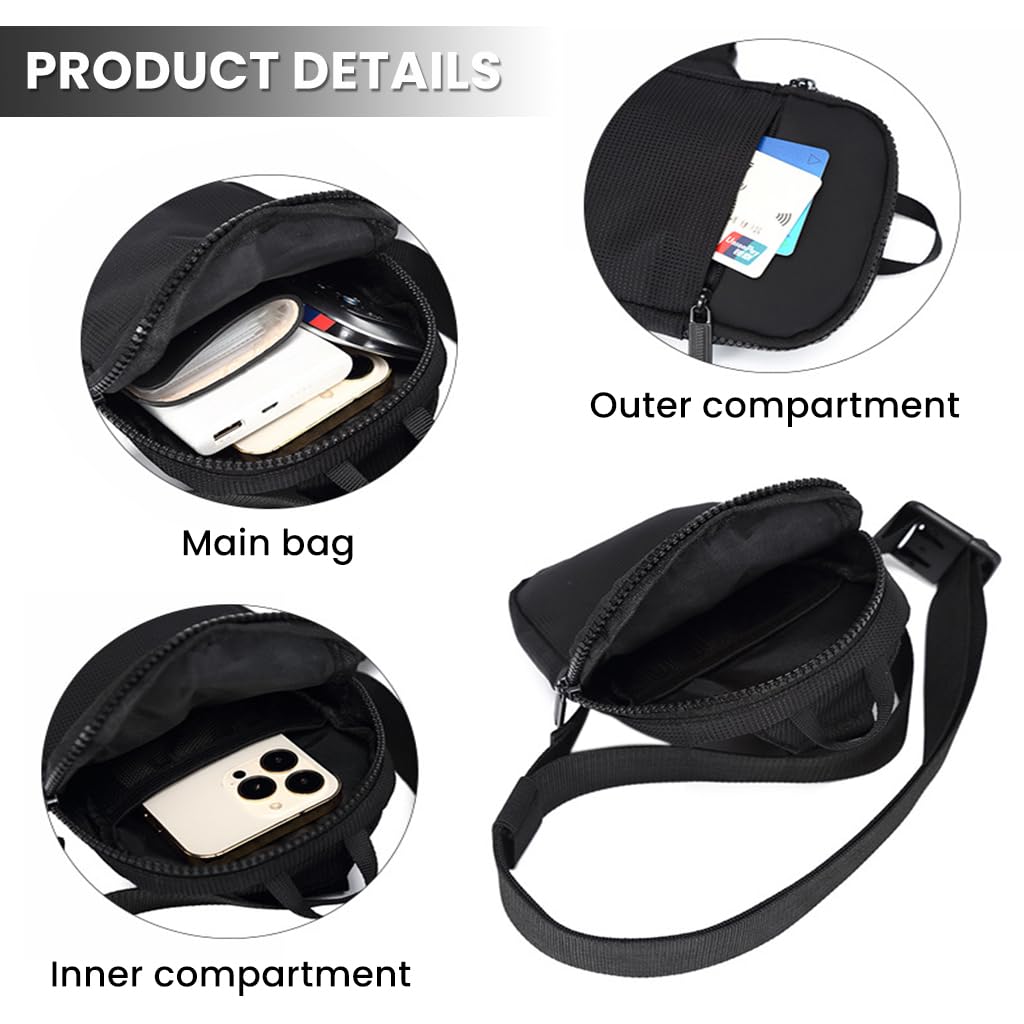 GUSTAVE Small Sling Bag for Men with Double Zipper Compartments 5.7x1.8x7.5 in | Waterproof Nylon Crossbody