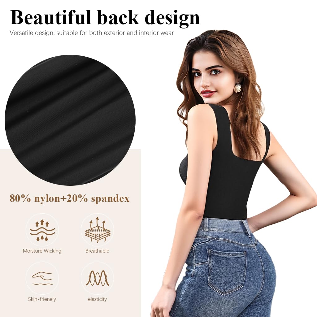 SANNIDHI Women's Shelf Bra Camisole Tops with Double Layer Support and Breathable Cotton | Versatile Black Sleeveless Tank for Everyday Comfort