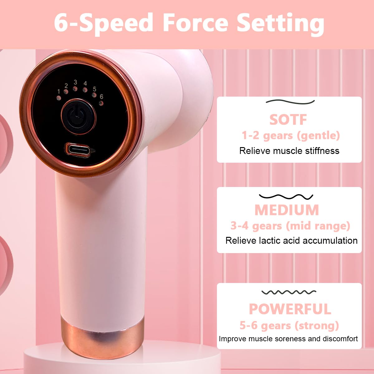 HANNEA Body Massager for Neck Back and Legs with 6 Gear Adjustment & 5 Heads | Rechargeable Portable Design