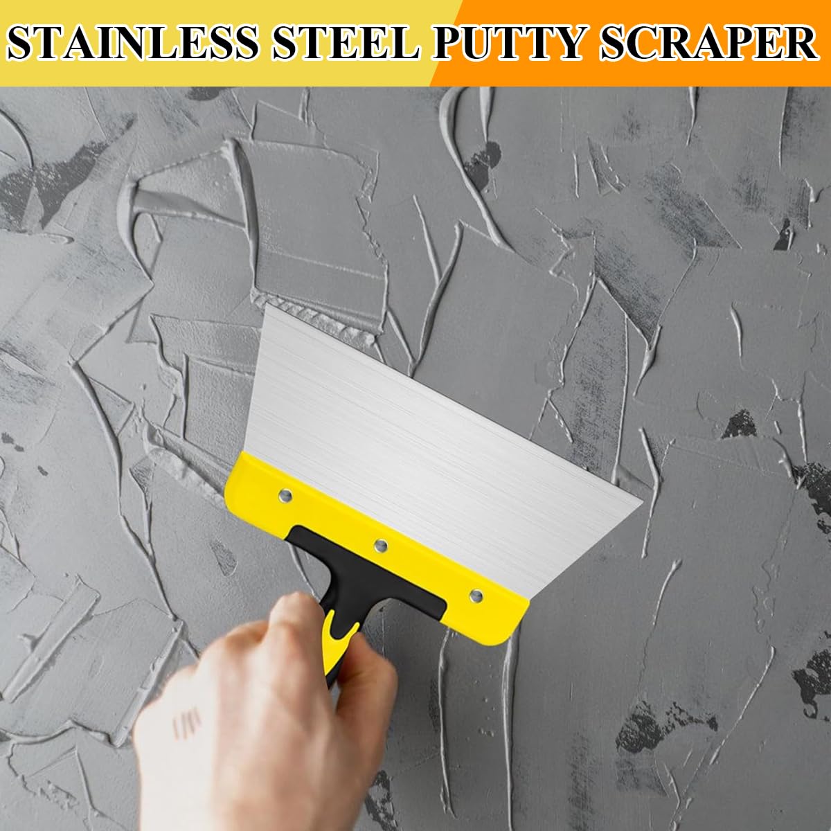 Serplex® 2Pcs Cleaning Scraper Putty Scraper 8 inch Steel Paint Scraper Tool for Spackling, Wallpaper Scraper, Spatula Scraper, Spackle Tools