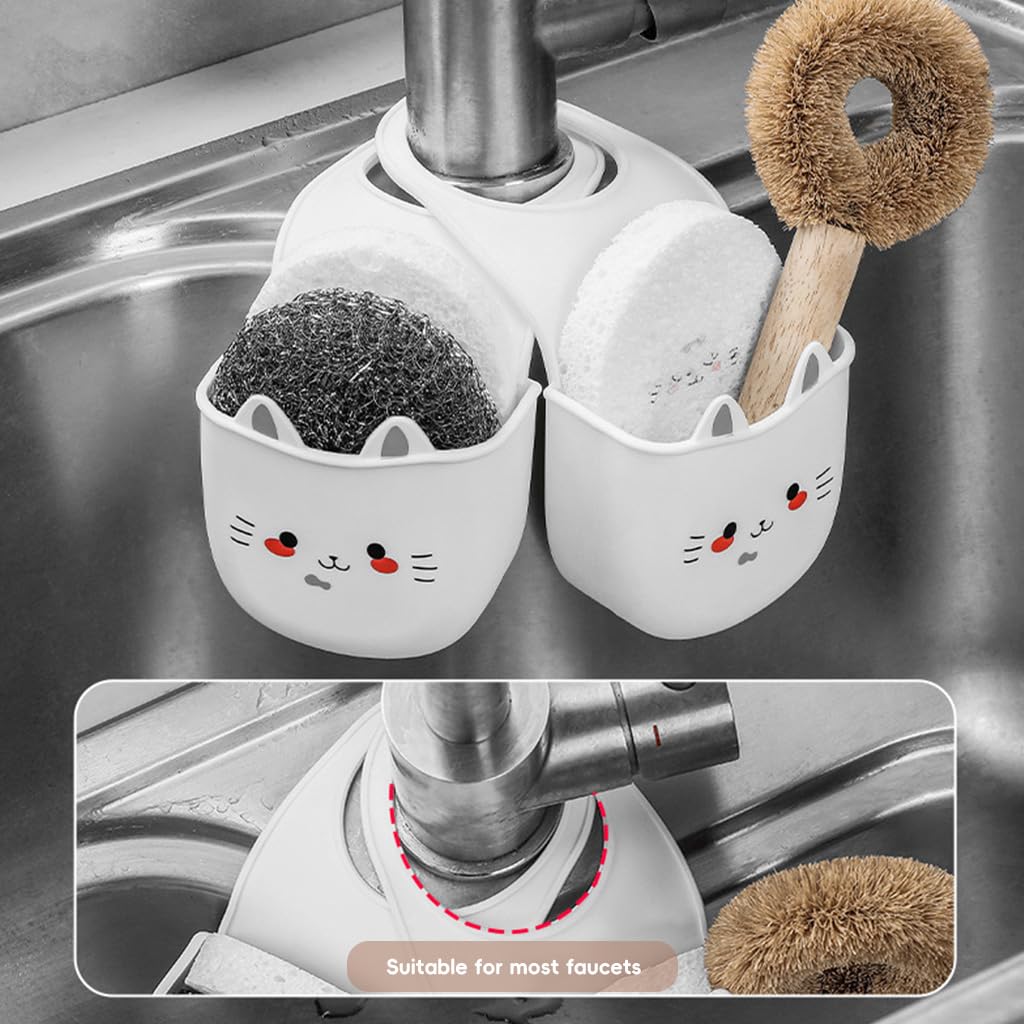 HASTHIP Kitchen Sink Organizer for Sponges and Dish Soap | 3Pcs Silicone Hanging Pouches