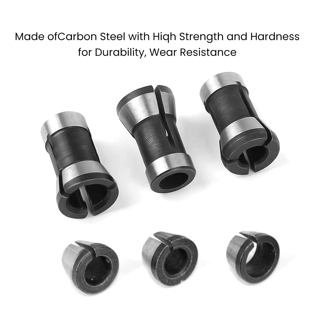 Serplex Collet Chucks Set for Wood Router Bits featuring 6Pcs 6mm 1/4in 8mm Adapters | Heat-Treated Steel