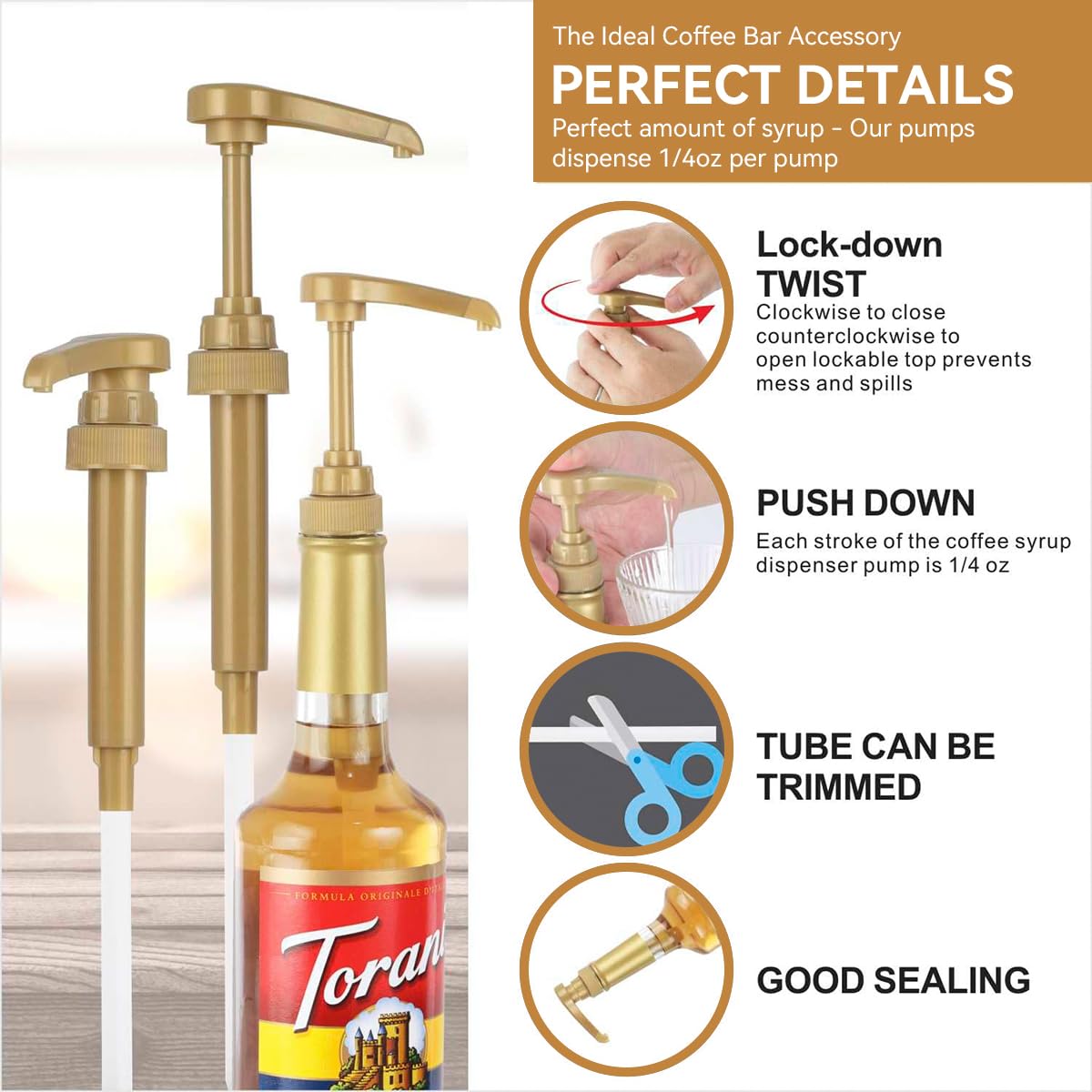 ZIBUYU Coffee Syrup Pump Replacement Dispenser for Ketchup Creamer and Juice Bottles 12PCS