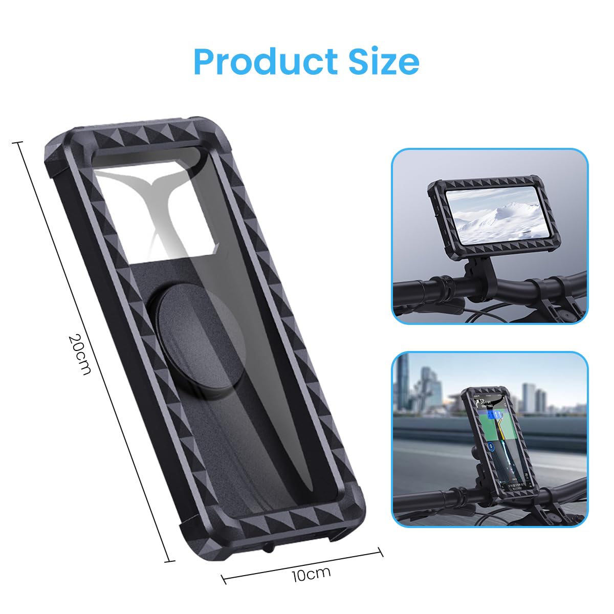 STHIRA® Bike Phone Mount HD Touch Screen Phone Mount for 5.5-6.9 Inches Phones, Waterproof Detachable Enclosure Phone Mount, Universal Handle Bar Phone Mount for Bike, Motorcycle, Scooter