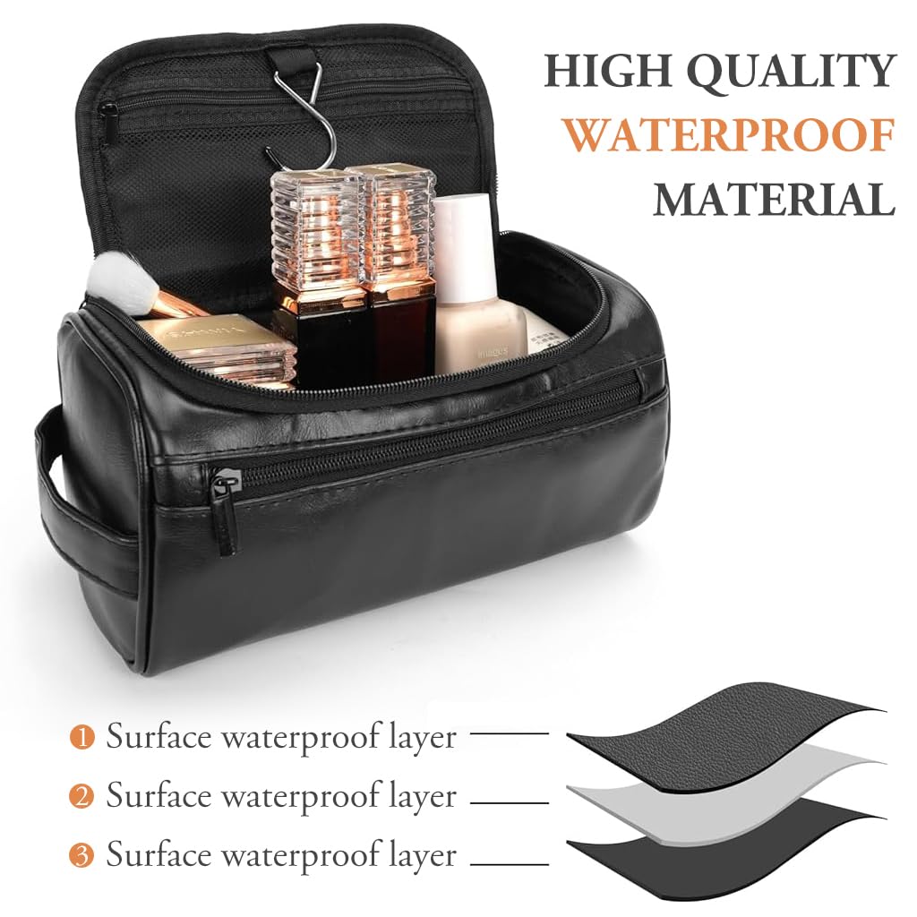 MAYCREATE Toiletry Bag for Travel with Waterproof PU Leather & Mesh Pouches | Lightweight Organizer for Men and Women