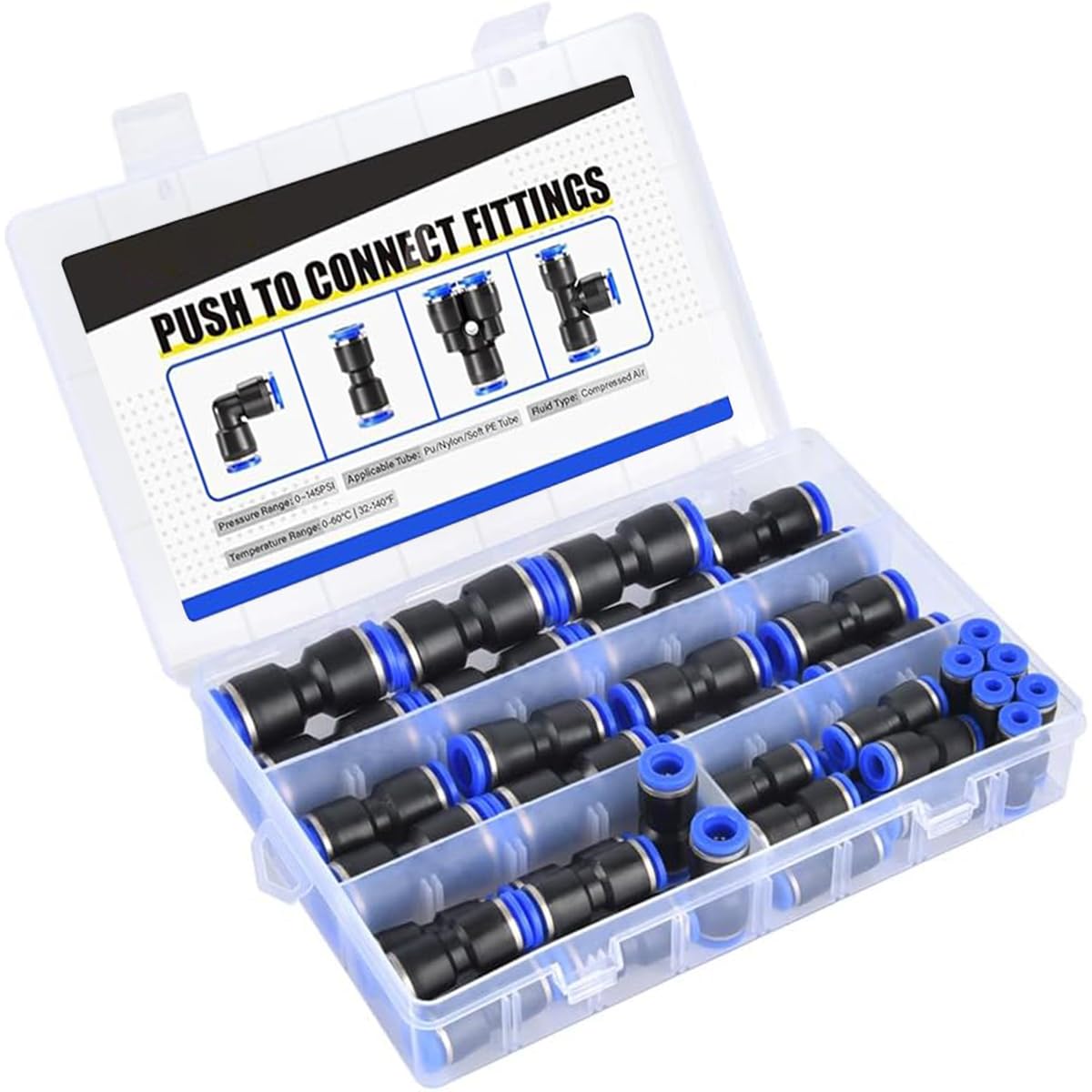 Serplex Air Hose Fittings Kit for 6mm Tube with Quick Connect Push In Design | 40 Pcs Set