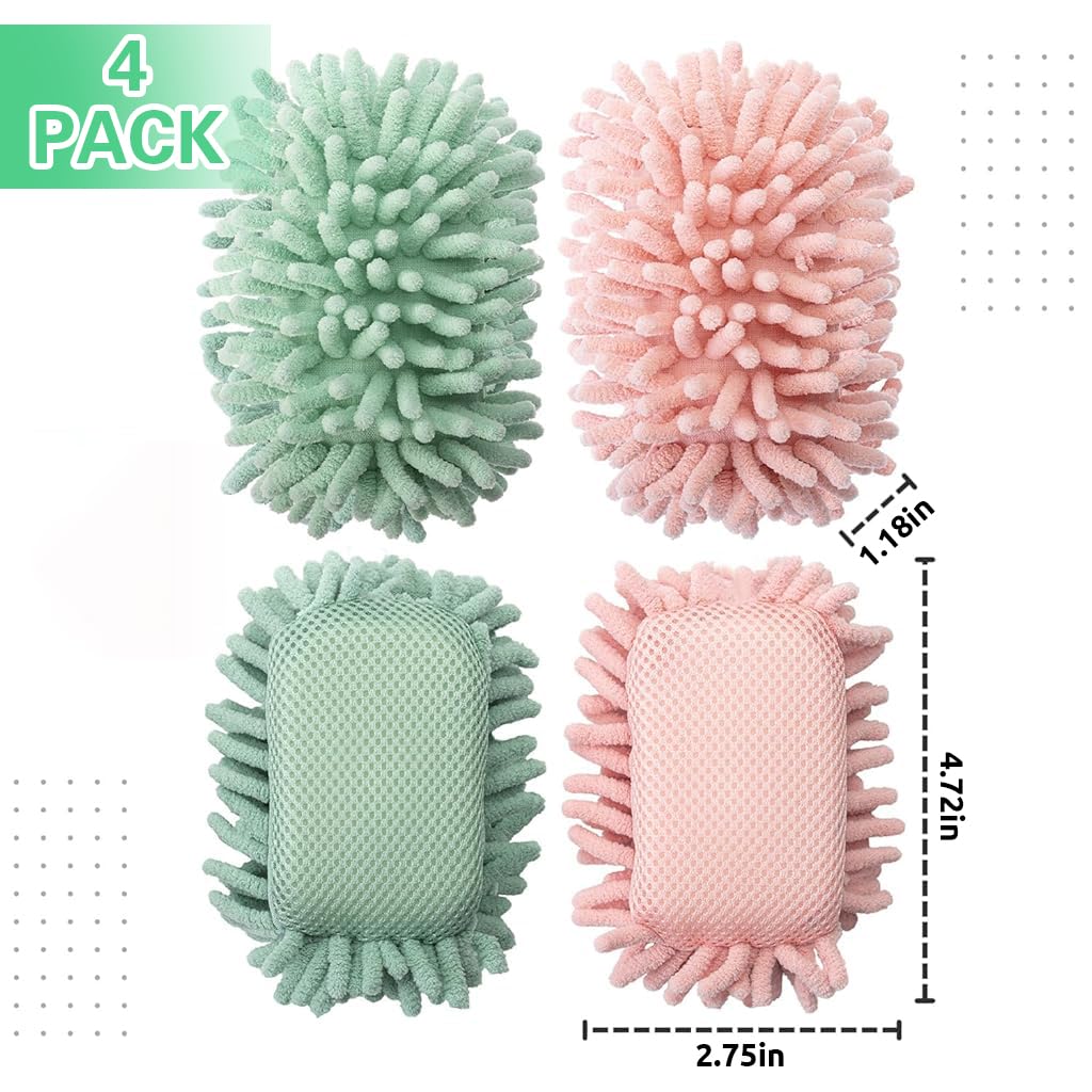 HASTHIP Double Sided Magnetic Whiteboard Eraser for Classroom Use 12x7x3 cm | Chenille Sponge Cleaner Pack of 4