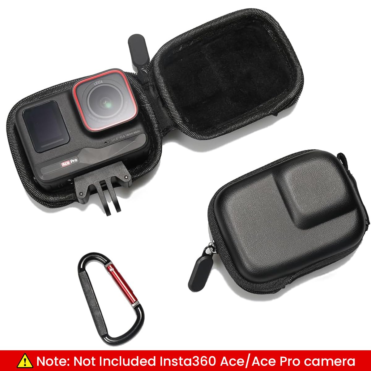 ZORBES Carry Case for Insta360 Ace Pro Action Camera with Dual Zipper EVA Hard Shell | 3PCS Black Set