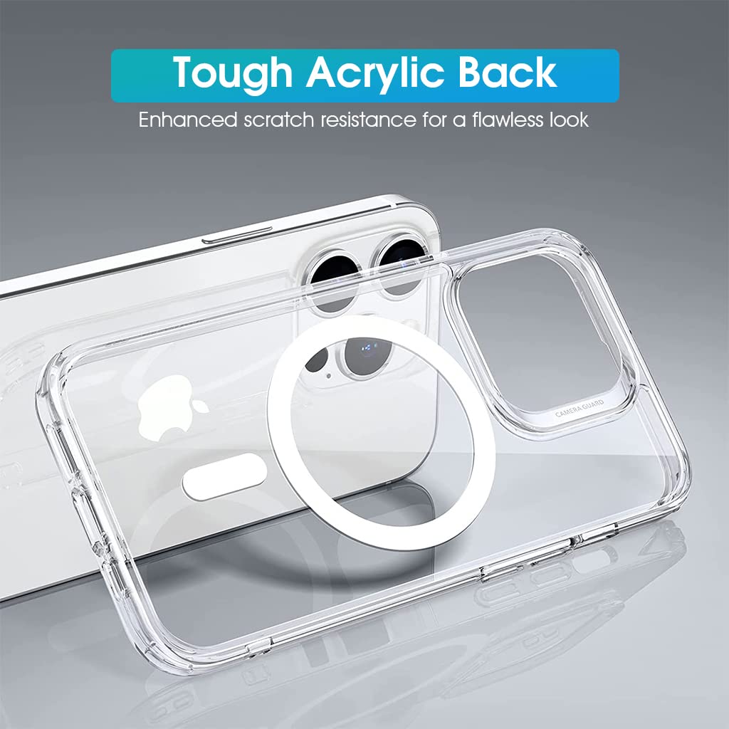 ZORBES Phone Cover Case for iPhone 14 Pro Mag Safe, Non Yellowing Clear for iPhone 14 Pro Cover Mag Safe, Shockproof Protective Slim Thin Case for iPhone 14 Pro 2022, Strong Magnetic, Transparent