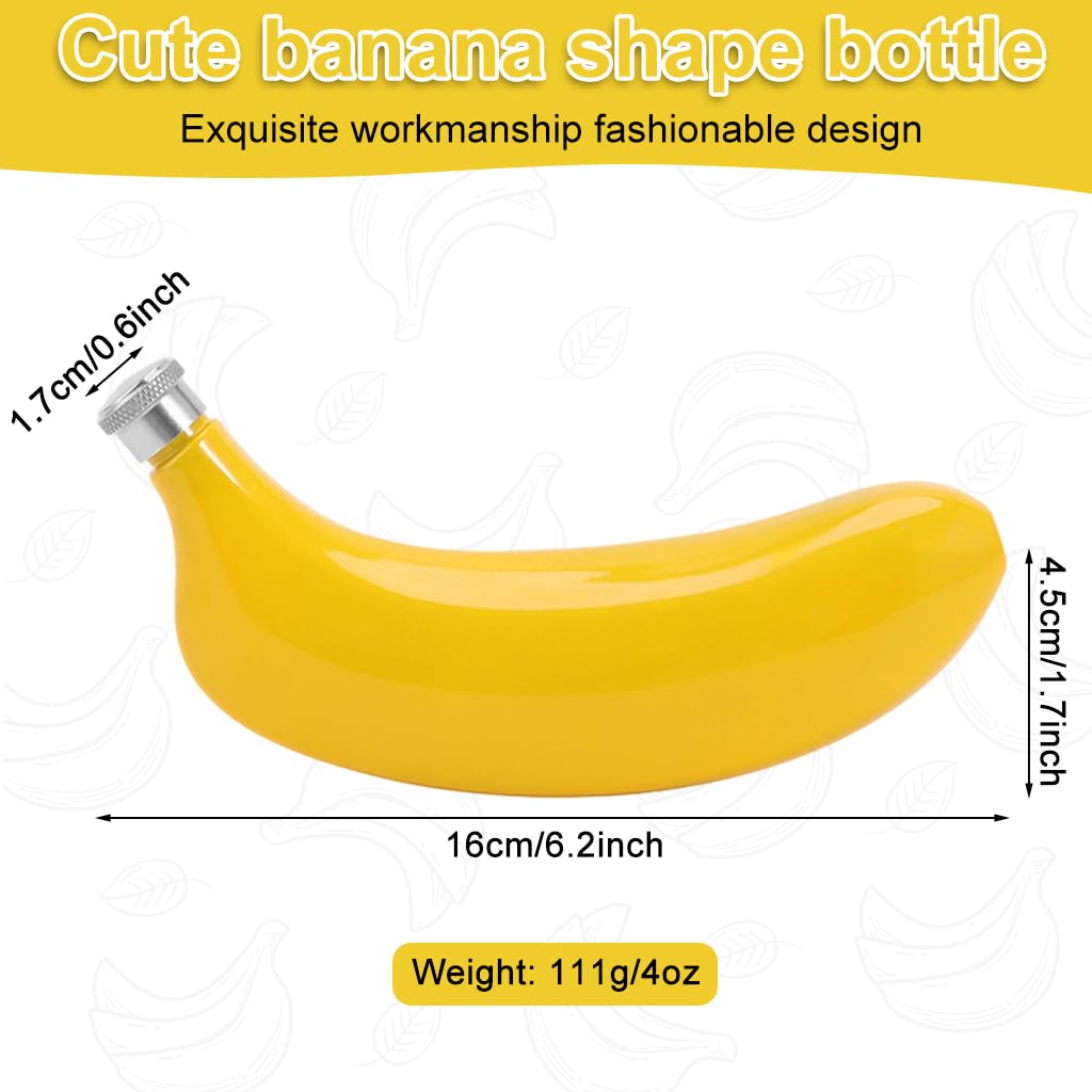 Supvox Liquor Flask for Travel and Parties with 5oz Capacity featuring Leak Proof Lid | Banana Shaped Stainless Steel Hip Flask Gift