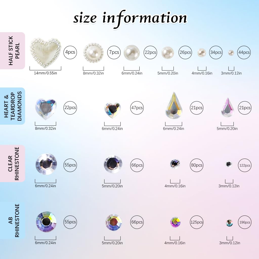 MAYCREATE Face Rhinestones for Makeup with Self Adhesive Design and Tweezer | Assorted Shapes