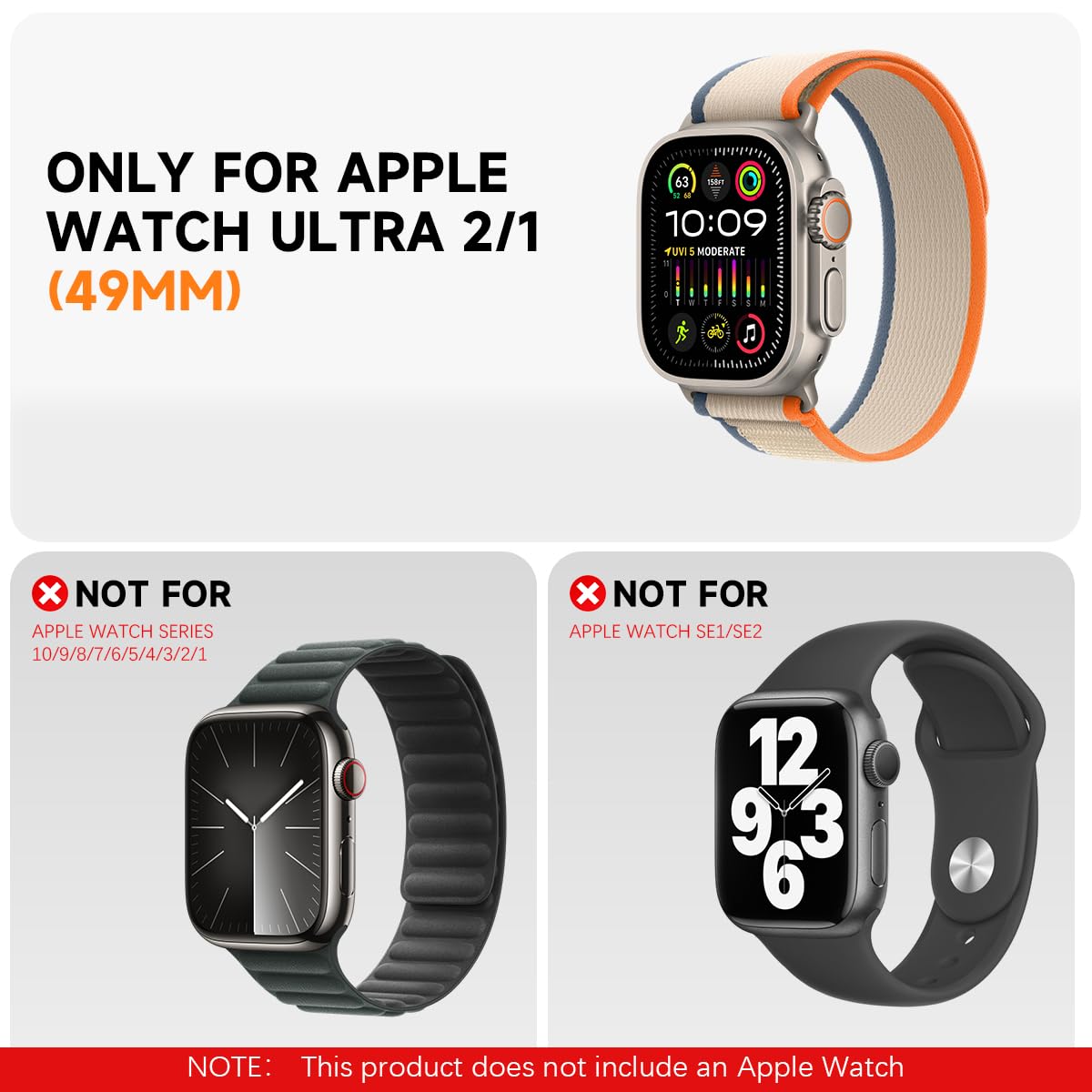 ZORBES Apple Watch Ultra Screen Protector 49mm with Titanium Alloy Frame | 9H Privacy Tempered Glass 2 Pack