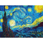HASTHIP® Diamond Painting Kit, 5D Diamond Painting Kit, The Starry Night by Master Van Gogh, Rhinestone Extremely Shiny Diamond Painting Art, Abstract Style Room Decoration (30cm x 40cm)