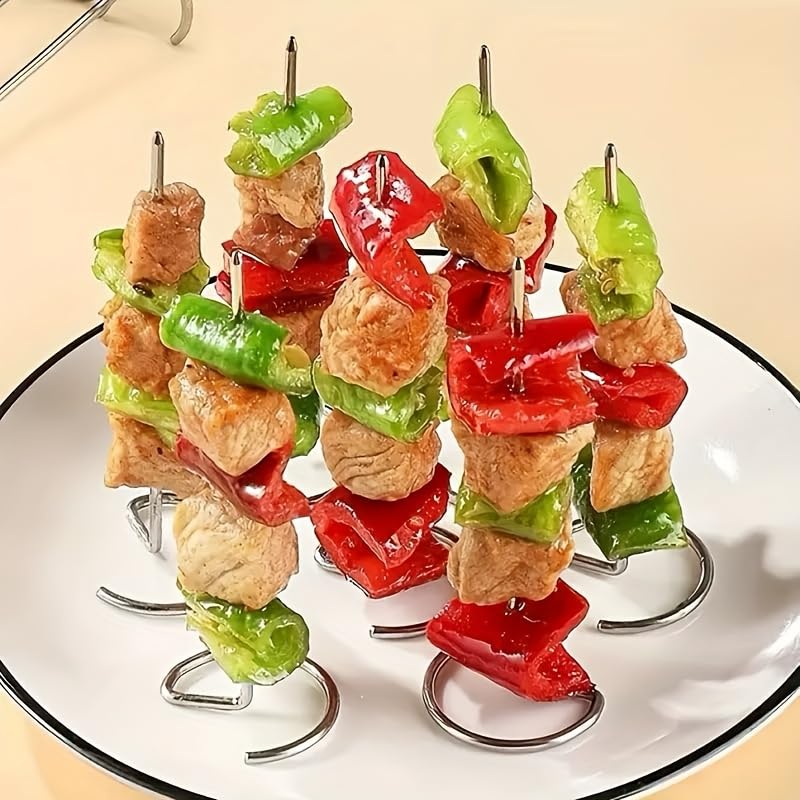 Supvox® Air Fryer Grill Accessories Kit,Stainless Steel Barbecue Rack & Vertical Meat Skewers for Air Fryer,Non-Stick Round Hanging Skewers