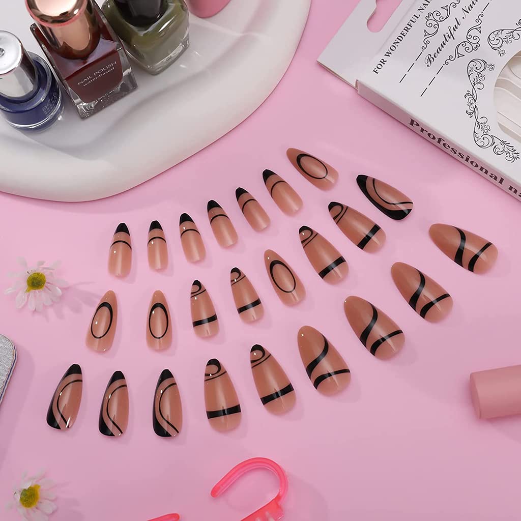 MAYCREATE French Artificial Nails Art Set for DIY Nail Salon Use with 24pcs Jelly Tabs | ABS Press On Nails for Women