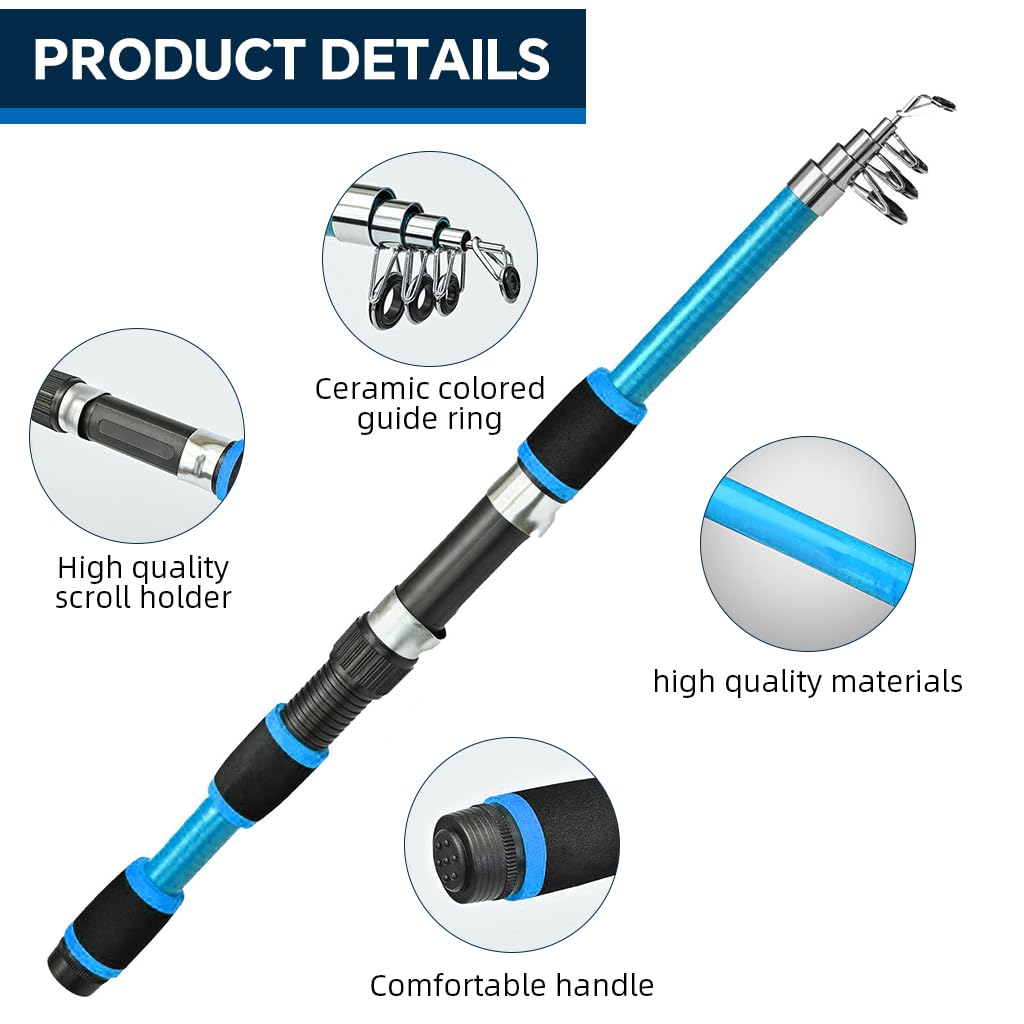 Proberos Fishing Rod Kit for Beginners with 1.8m Glass Fiber Pole and Reel | Kids Outdoor Set