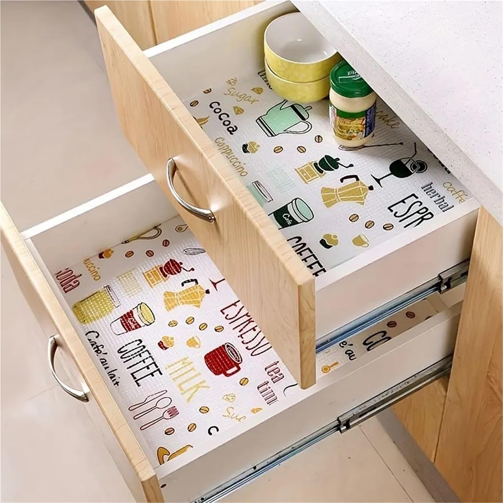 ZIBUYU Plastic Drawer Liners for Kitchen and Closet Shelves featuring Non-Adhesive Anti-Slip Design