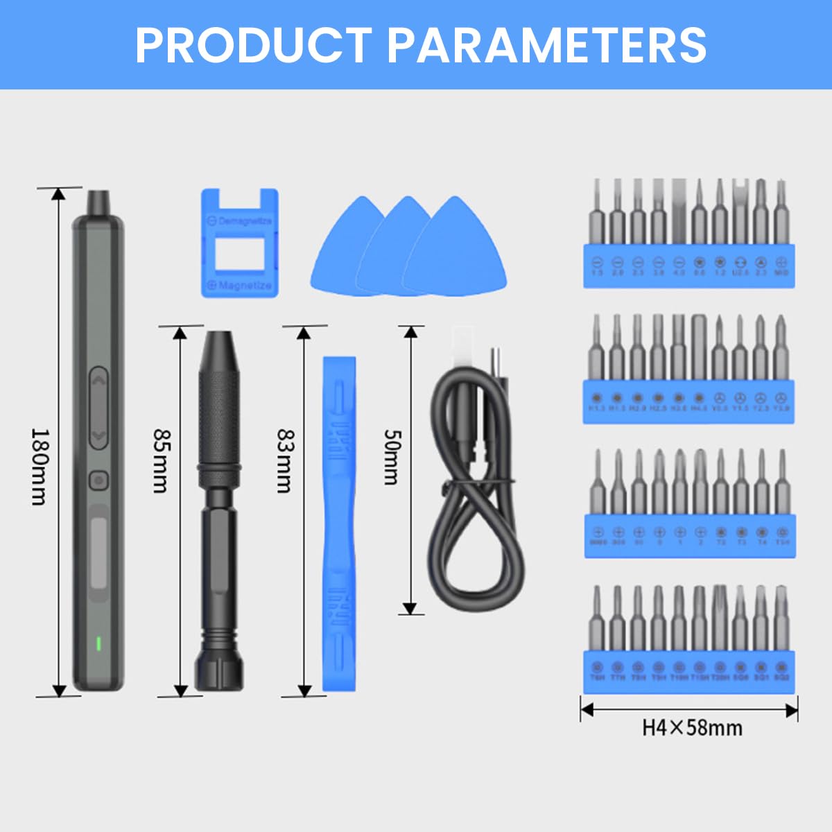 Serplex® Mini Electric Screwdriver Precision Mini Electric Screwdriver with 40 Bits & Tools Cordless Screwdriver with LED, 4 Adjustable Torques, USB Power Screwdriver Electric Screwdriver