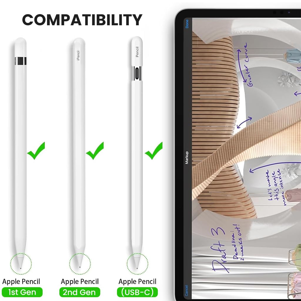 ZORBES for Pencil Tip Replacement Tips for Pencil 1st & 2nd Generation High Sensitivity Pencil Nib, 2Pcs Original Nibs & 2Pcs Metal Pen Nibs Stylus Tips