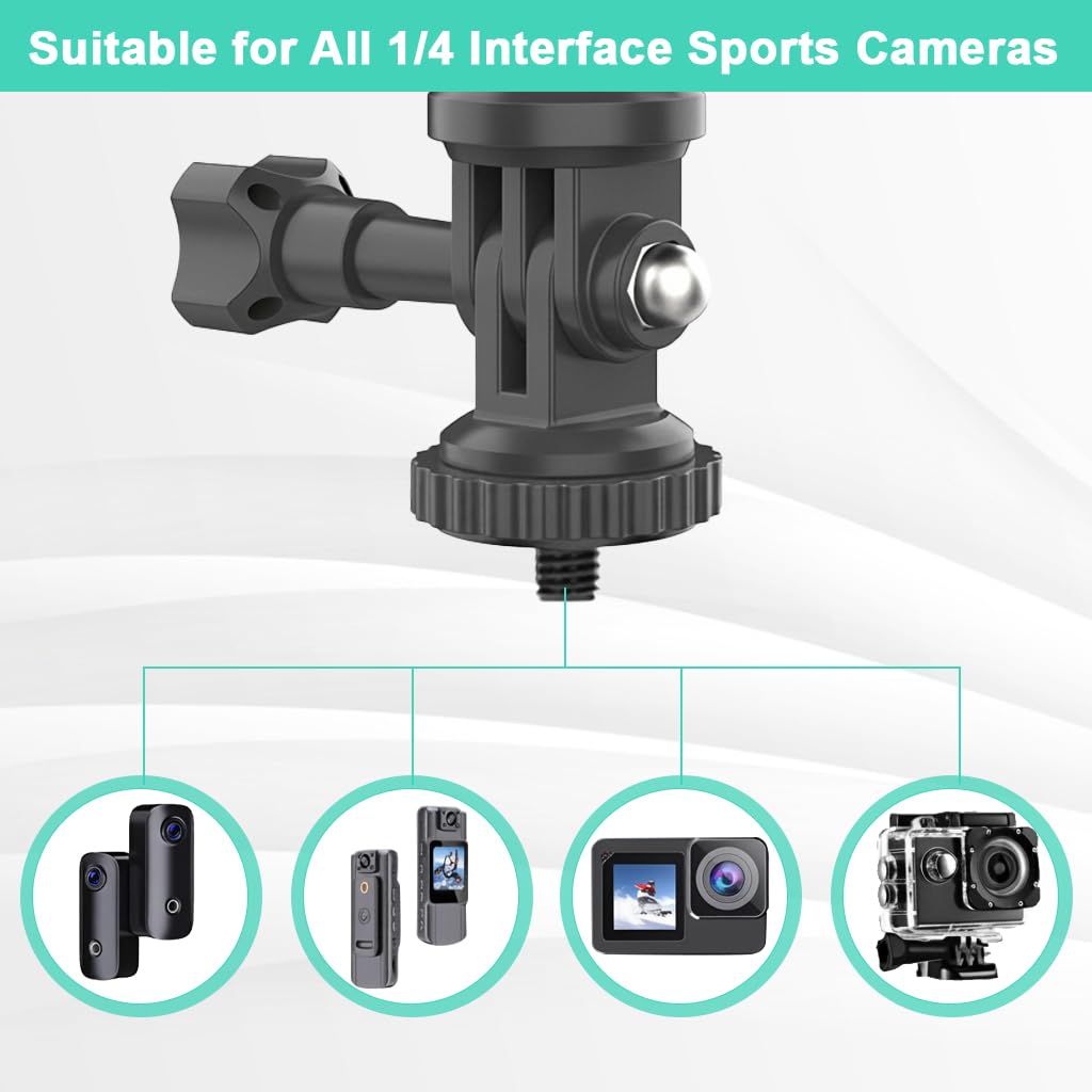 STHIRA Action Camera Motorcycle Mount with 1/4 inch Thread for Handlebar Use | Adjustable 360° Clamp Bracket for GoPro and Insta360