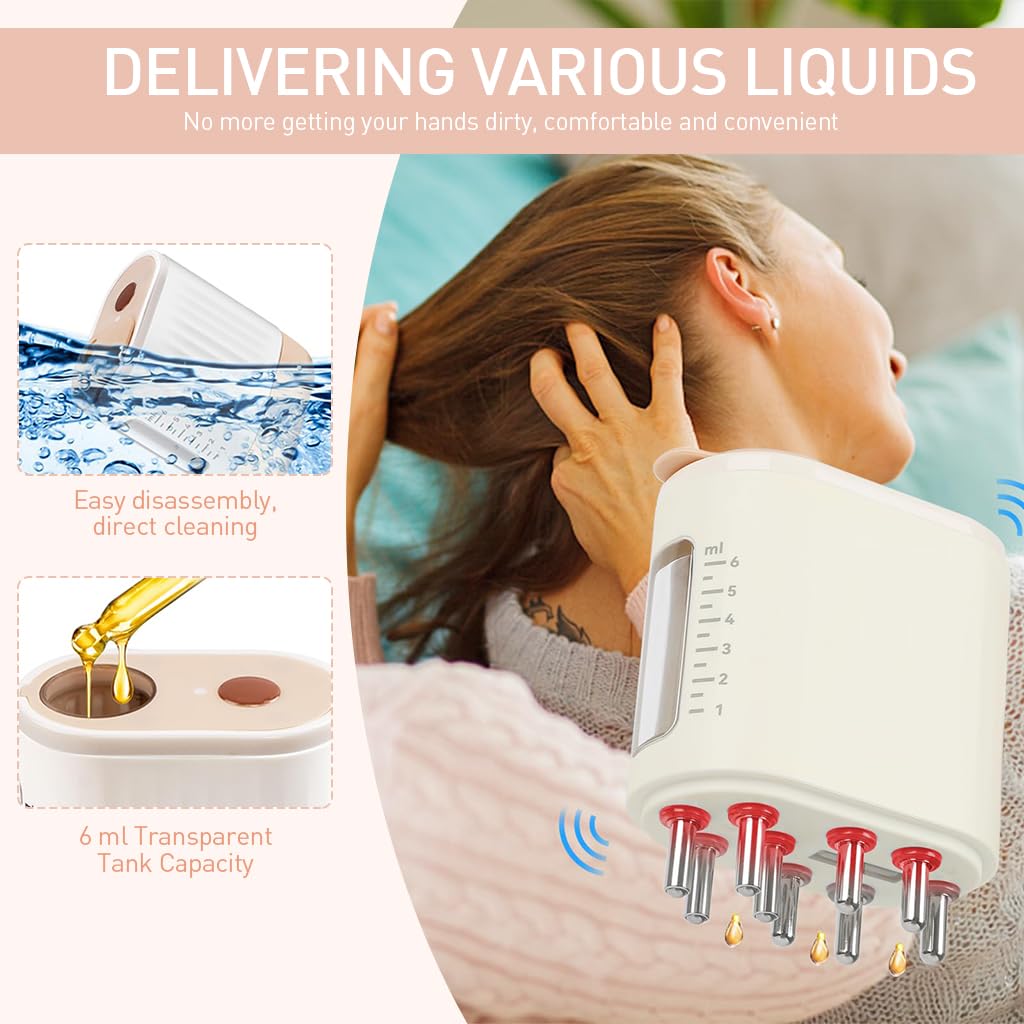 ZIBUYU Electric Scalp Massager Hair Oil Applicator with 6ml Tank and Red Light EMS | Travel Use