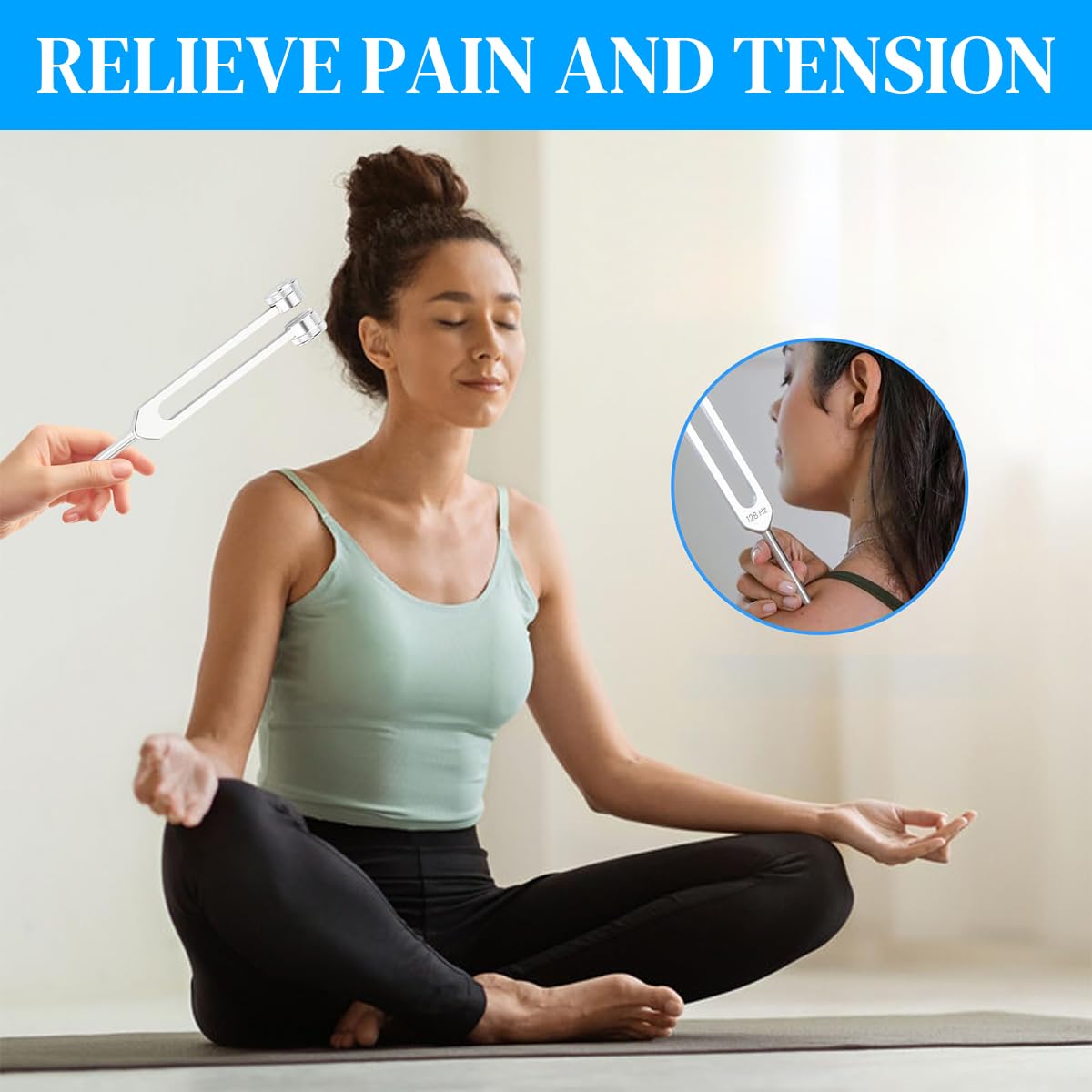 HASTHIP Tuning Fork 128Hz for Healing and Sound Therapy with Rubber Hammer and Pouch | Aluminum Alloy Acoustic Testing Set