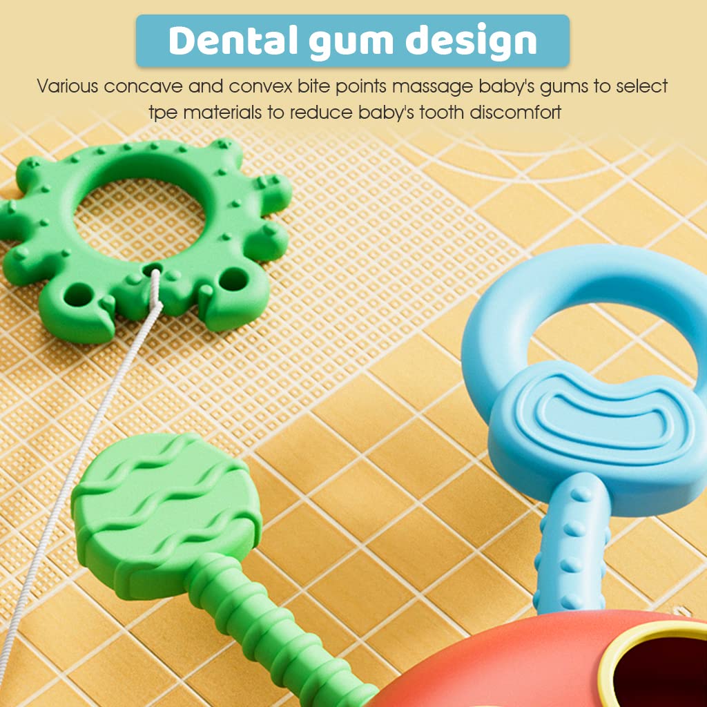 PATPAT Sensory Toys for Kids with 6 Pull Bars 7 Press Spots and 4 Rings | Food Grade Silicone Montessori Toy for Babies