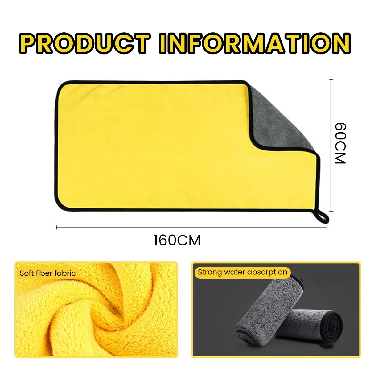 STHIRA Microfiber Cleaning Cloth for Car and Home 23.6x62.9 in featuring Double-Sided Absorbent Design