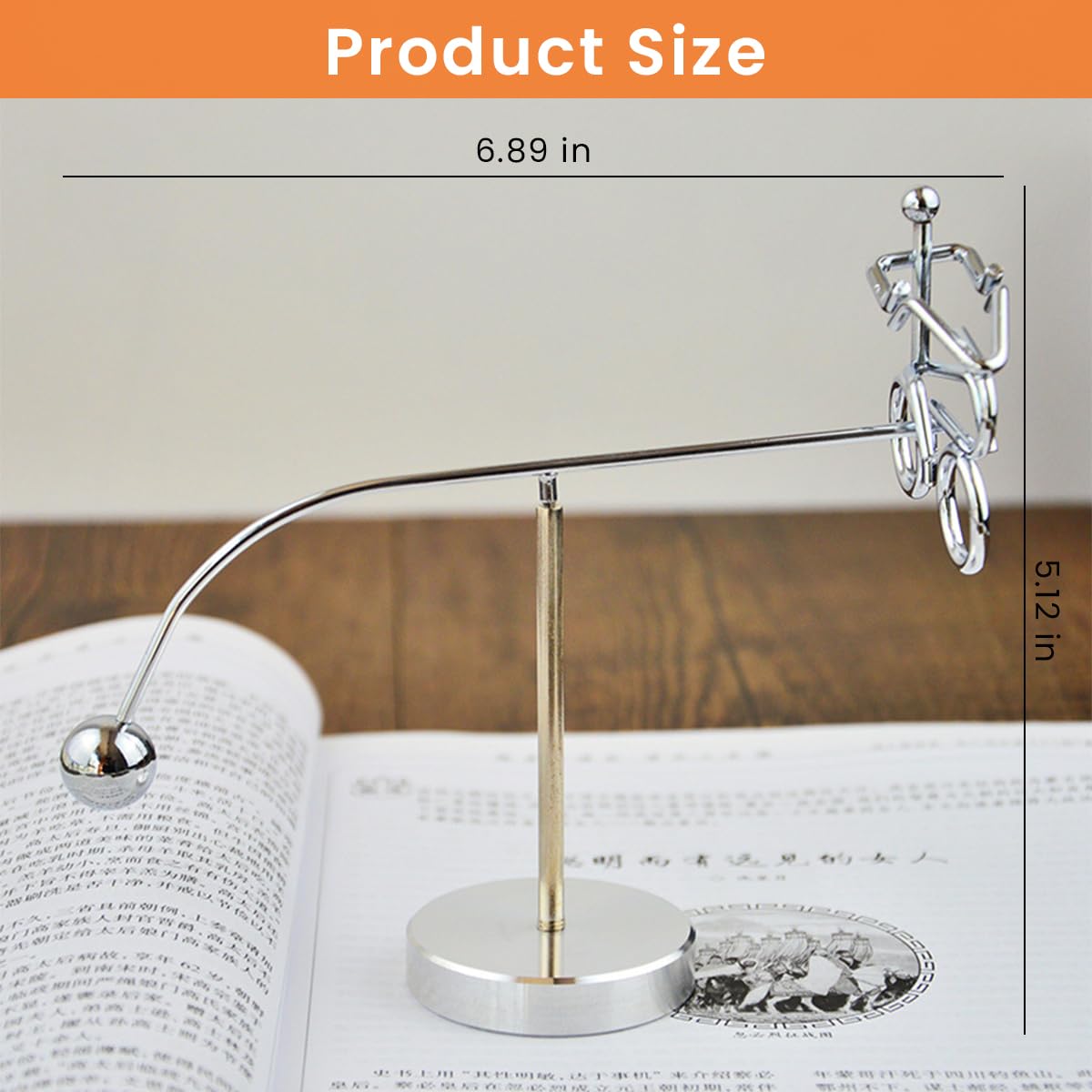 PATPAT Kinetic Balancing Desk Decor for Home or Office with 17.5 cm Steel Pole and Cycling Man Design | Stress Relief Table Ornament