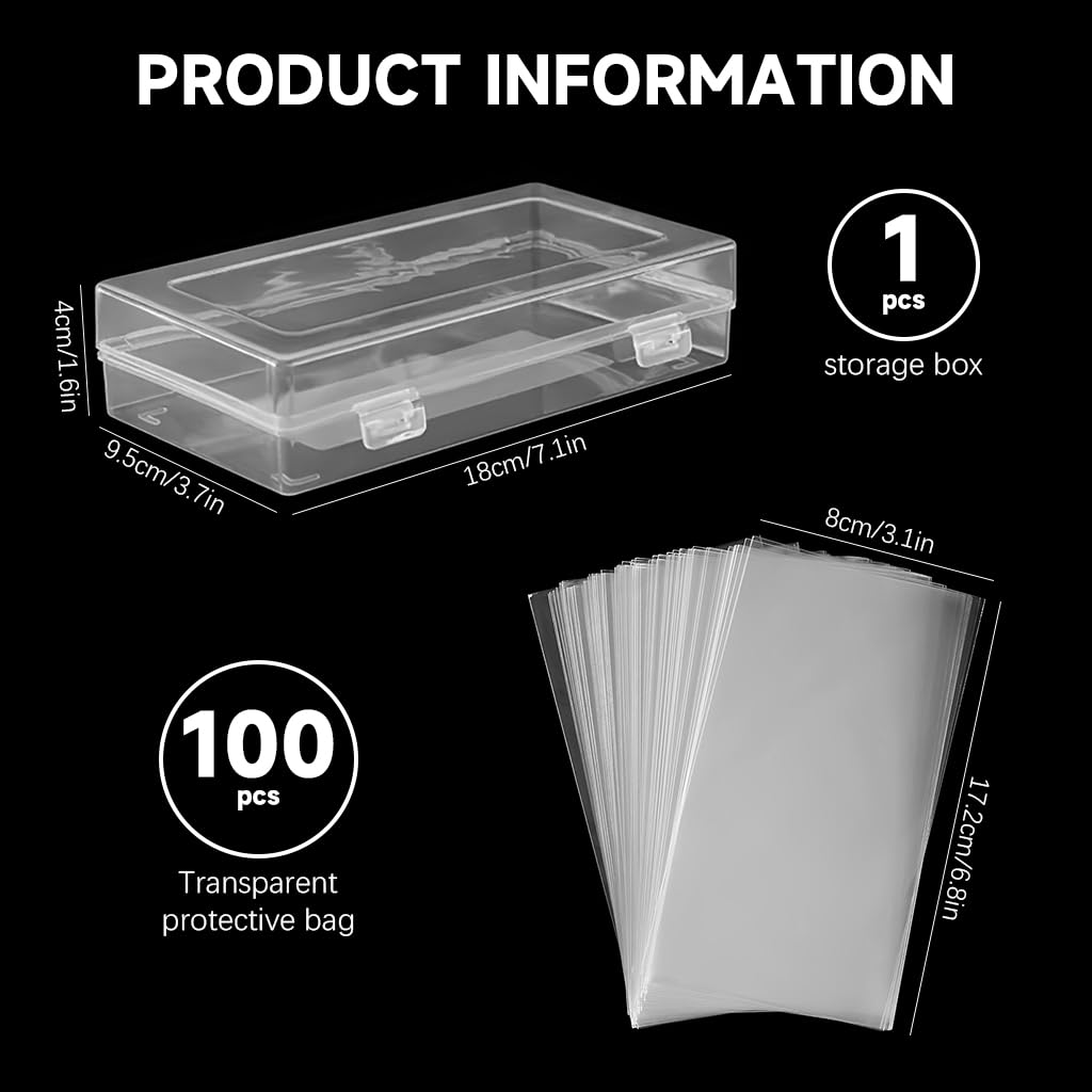ZIBUYU Cash Envelopes Set for Banknote Collectors with 300 Sleeves and Clear Box | Waterproof OPP Holders 17×8.5 cm