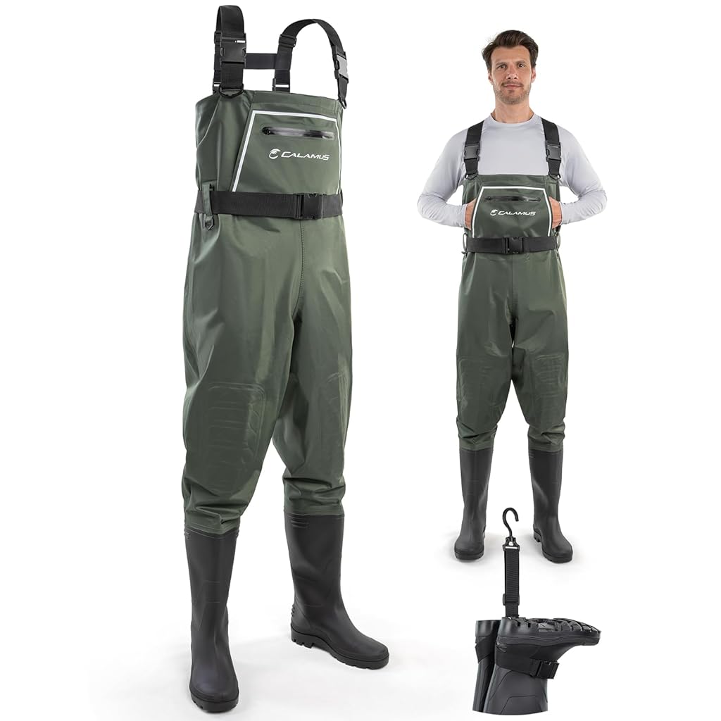 Proberos® Fishing Waders for Men & Women, 100% Waterproof PVC Waders with Slip-Resistant Boots, Tear-Resistant Nylon 42