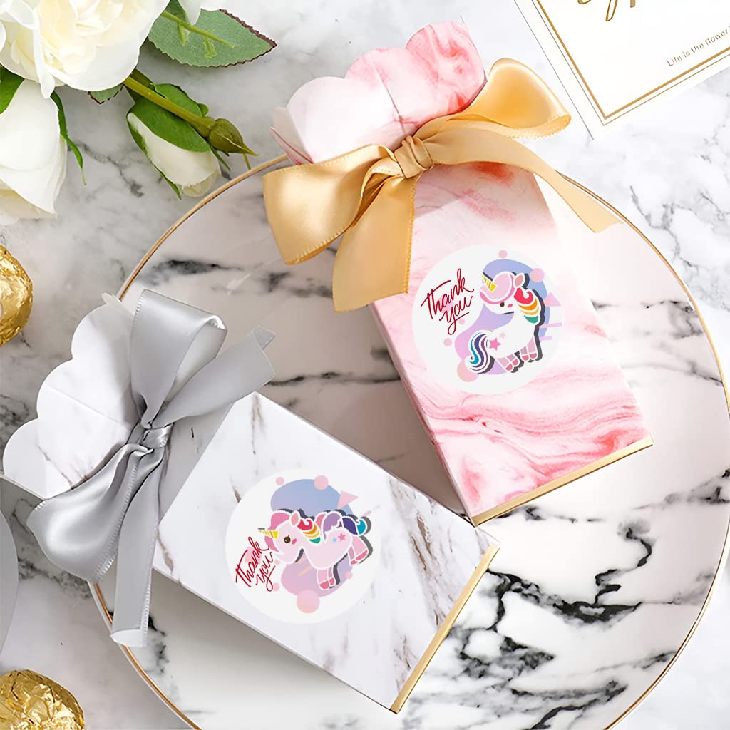 HASTHIP® PVC Fantasy Unicorn 4 Different Design Thank Baking Decoration Stickers Label DIY Handmade Gifts Decoration Exchange Gifts Envelope Sealing Stickers -500 Sheets