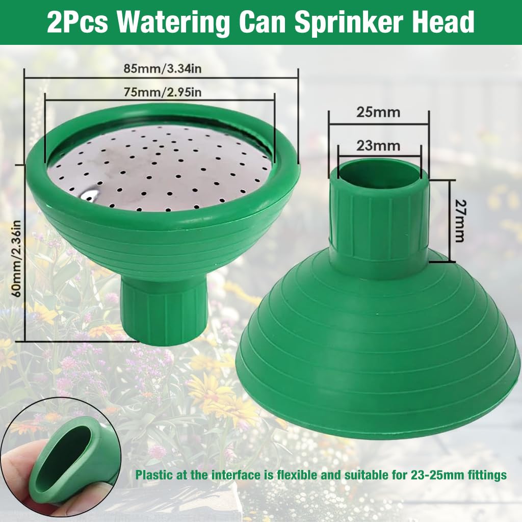 HASTHIP Watering Can Rose Head 2 Pcs for Garden Use with Twist Lock Fit | Stainless Steel and PP Sprayer Nozzle Green