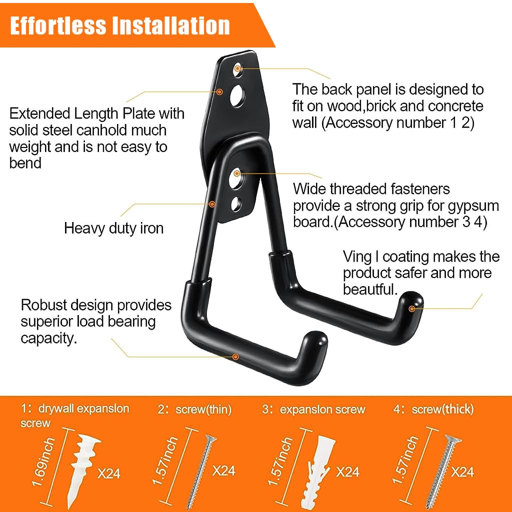 Serplex Garage Hooks for Tool Storage with 10–30kg Load Capacity | Heavy Duty Steel Mount