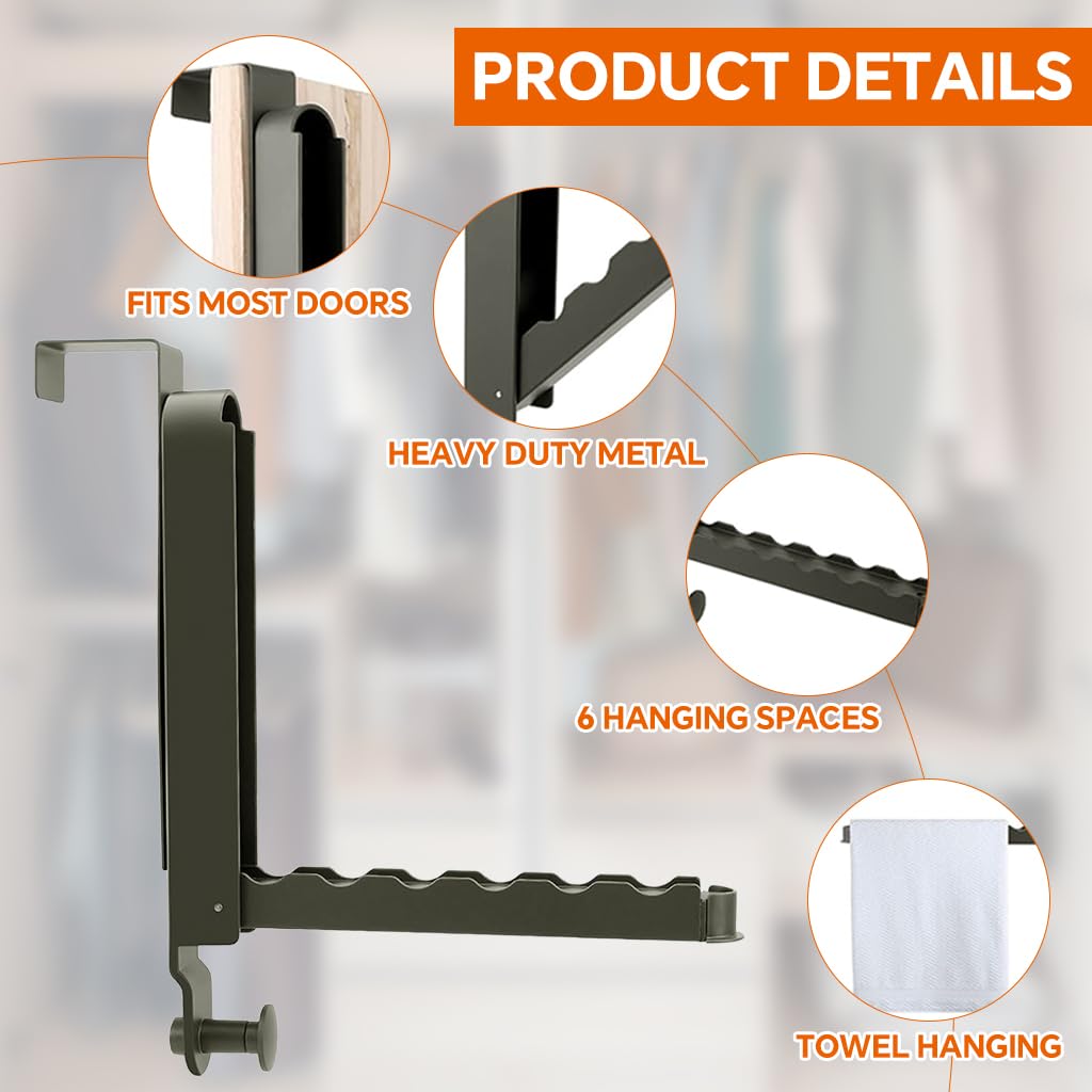 HASTHIP Folding Wall Hanging Bar for Clothes and Towels featuring Dual Install Design | Aluminum Alloy Space Saver