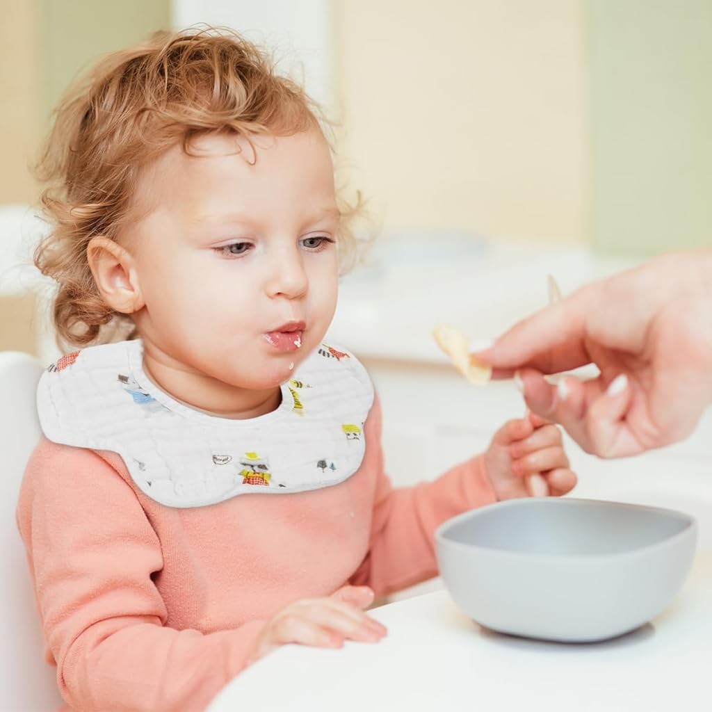 SNOWIE SOFT® 5Pcs Baby Bibs Cute Cartoon Bibs Back Button-up Soft