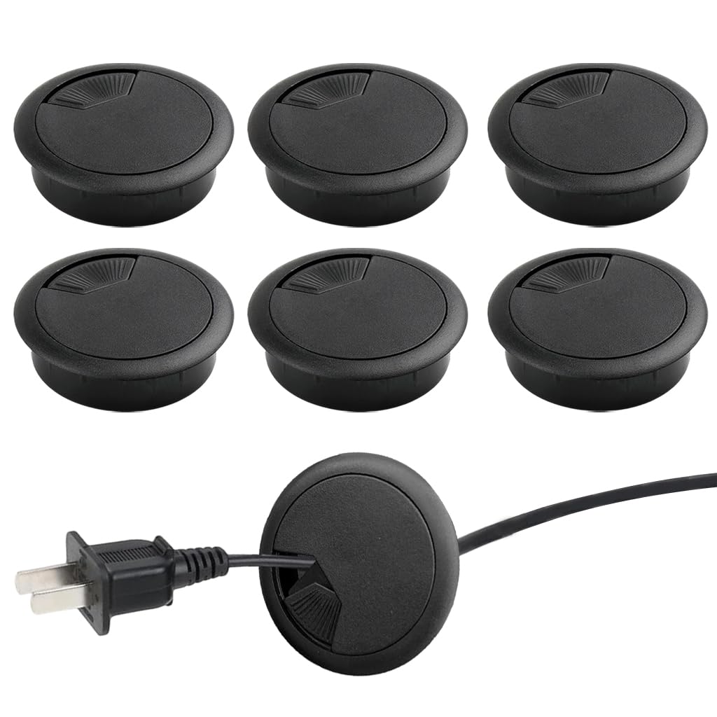 Serplex Desk Grommets for Office Cable Management 6 pcs 2 inch ABS Covers | Organized Wires