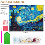 HASTHIP® Diamond Painting Kit, 5D Diamond Painting Kit, The Starry Night by Master Van Gogh, Rhinestone Extremely Shiny Diamond Painting Art, Abstract Style Room Decoration (30cm x 40cm)