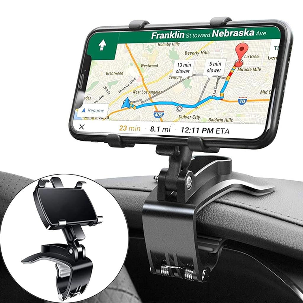 STHIRA® Phone Holder for Car Dashboard Car Phone Holder for Sun Visor Clip On Car Phone Holder 360 °Rotatable Phone Holder Folding Phone Holder for Dashboard Universal Mobile Phone Holder Car Phone