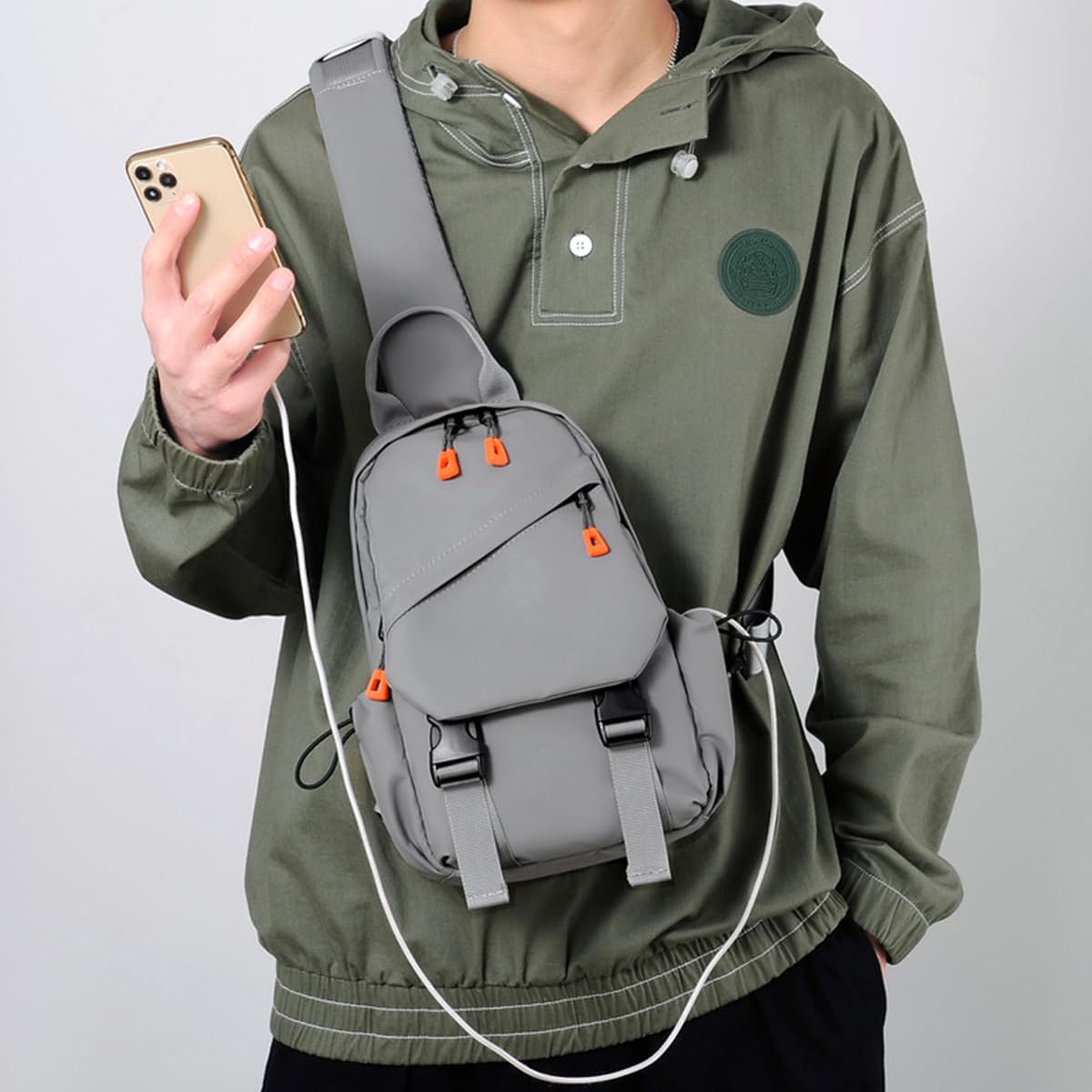 GUSTAVE Chest Bag for Men featuring Dual Zipper Compartments and Handle | Waterproof Nylon 20x11x31 cm Sling for Travel