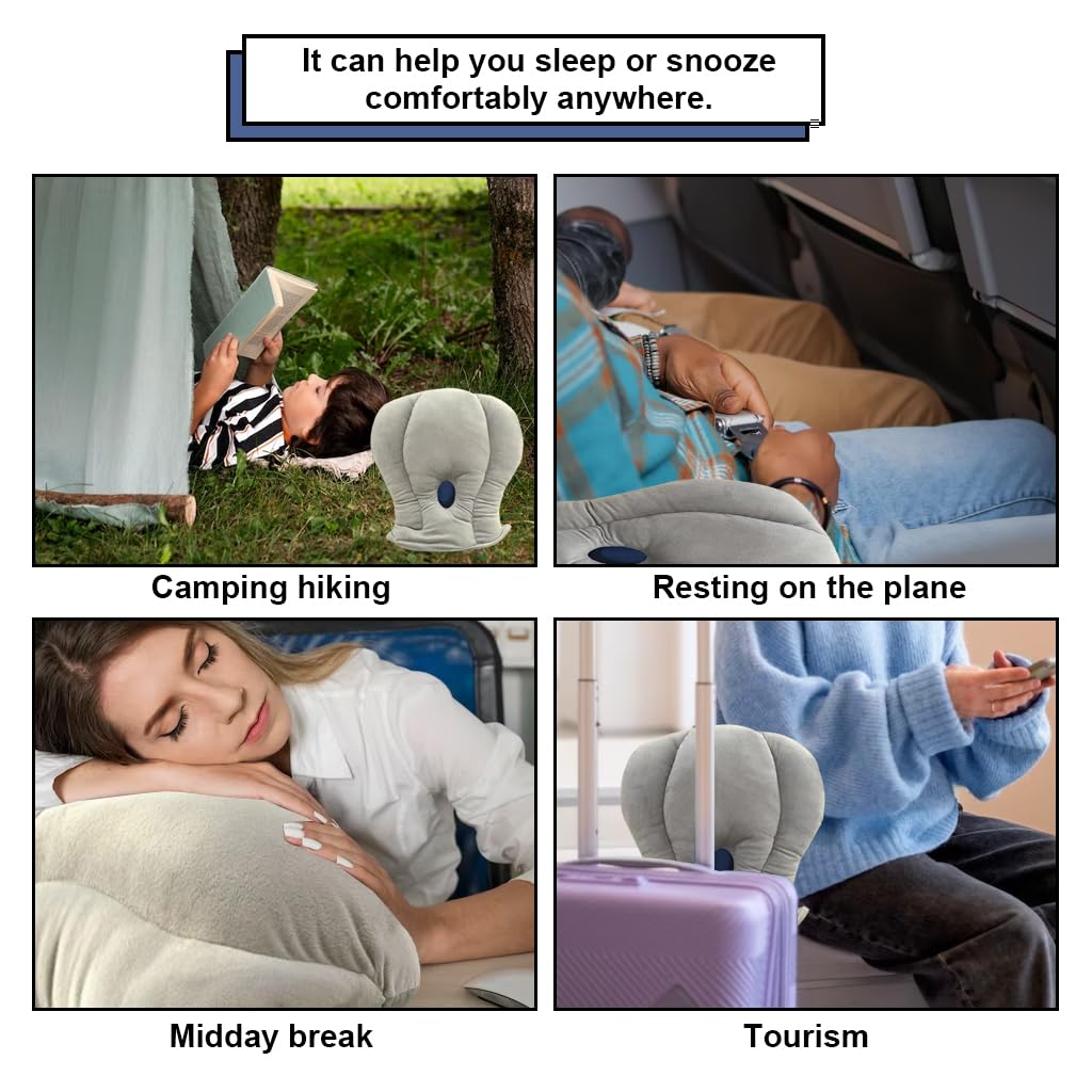 HANNEA Travel Pillow for Neck and Head Support on Plane Car and Office Desk | Comfortable Rest