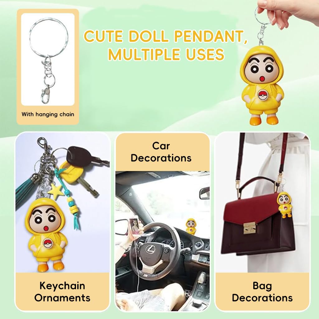 ZIBUYU Crayon Shin chan Keychain for Bags and Backpacks featuring Variable Face Expression | Cute Anime Gift for Fans