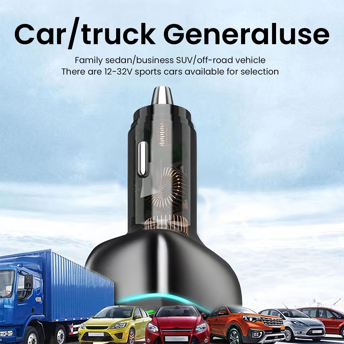 STHIRA USB 3.1 Car Charger for 12V and 24V Vehicles with 106W Output and LCD Display | 5 in 1 Type C PD and USB Ports