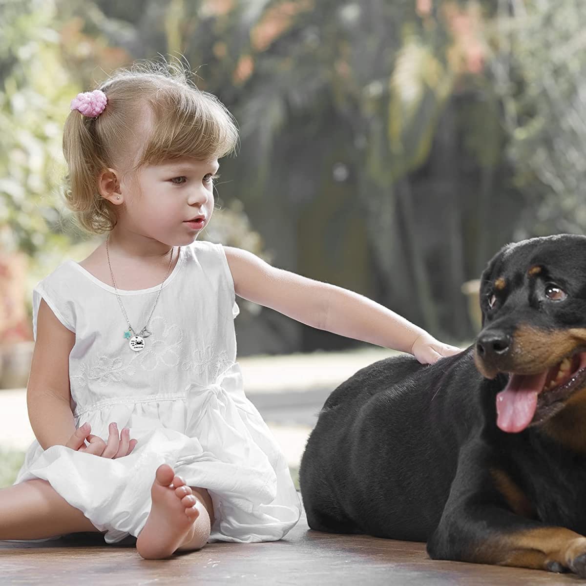 Venzina Stitch Necklace for Girls with Sakura and Heart Charms & Greeting Card Gift