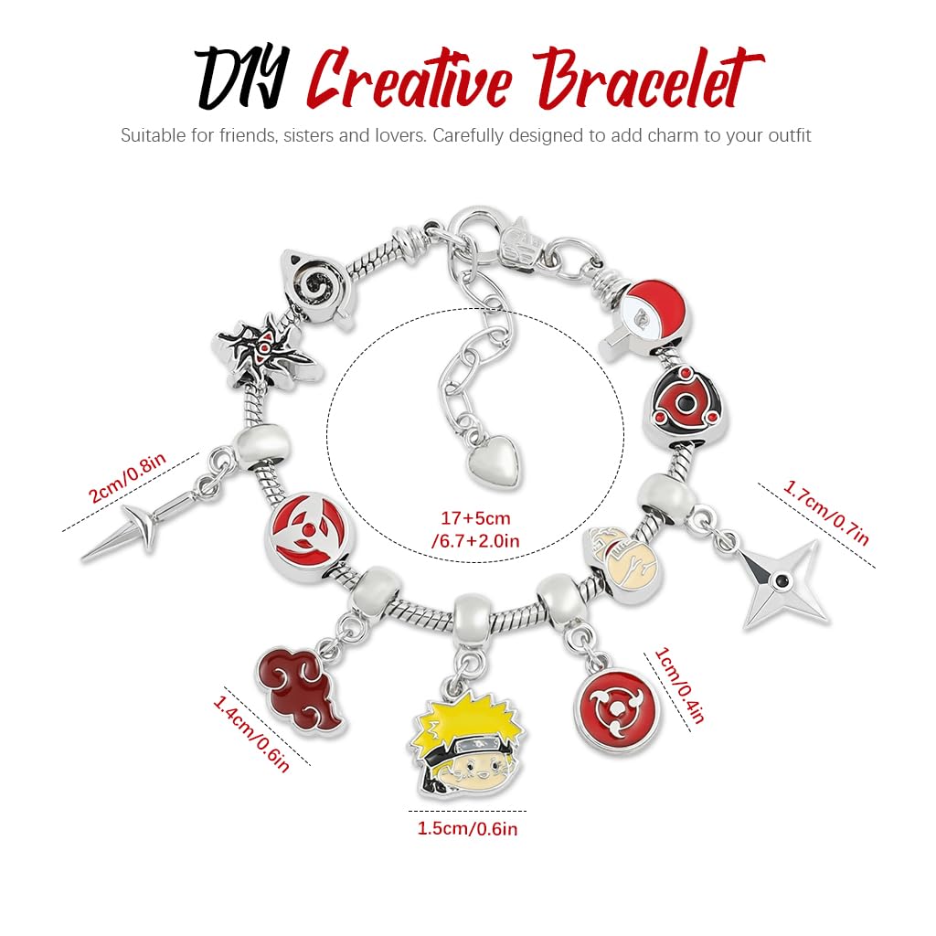 SANNIDHI Bracelets for Kids featuring Ninja Anime Charms with 6.69 in Fit Extension | Cosplay Jewelry Gift