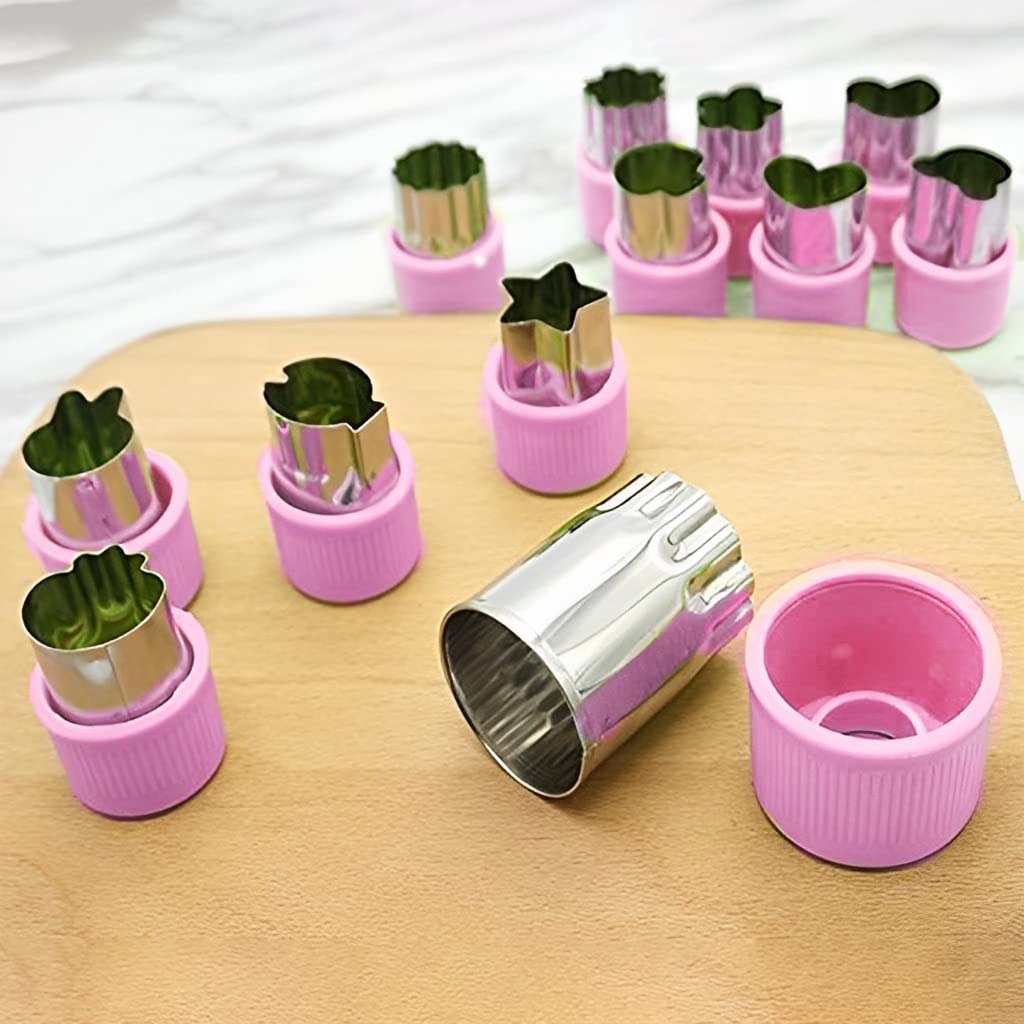 HASTHIP Cookie Cutter Shapes for Kids with Thickened PP Handle and 12 Stainless Steel Molds | Easy DIY Baking and Sandwich Fun