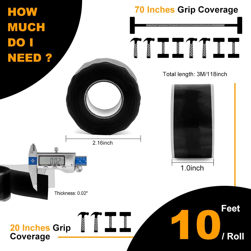 PROBEROS Multipurpose Fusion Grip Tape 2.5 cm x 3 m for Plumbing and Electrical Repair | Self-Fusing Silicone Heat-Resistant Wrap